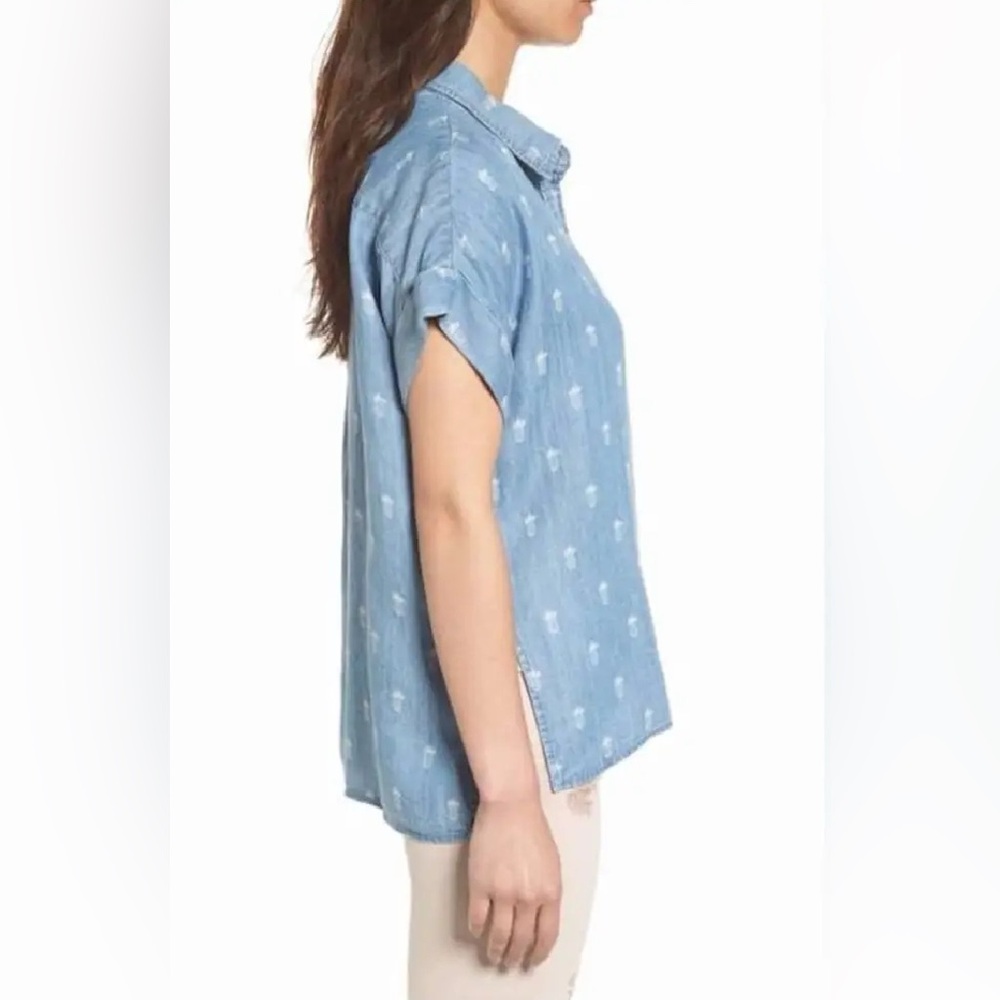 Rails Chambray Denim Pineapple Print Top Sz Small - image 2